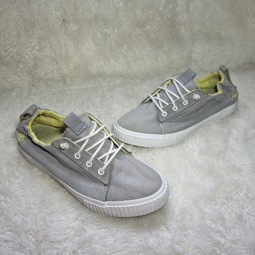Timberland Skyla Bay Grey Suede Slip-On Low Top Sneakers Lime Green Women's 9